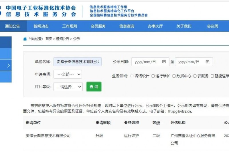 云圖頭條 | 安徽云圖順利升級運維服務能力成熟度（ITSS）二級符合性認證